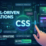CSS scroll-driven animations 코드와 데모를 보여주는 다크 터미널 스타일 커버